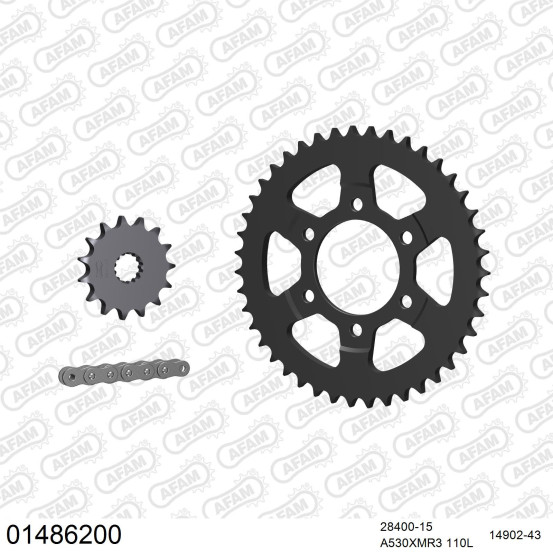 Kit chaine 530 AFAM - Couronne acier - Type de chaine au choix - SUZUKI RF 900 R 1994-1999