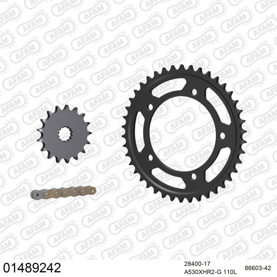 Kit chaine 530 AFAM - Couronne acier - Type de chaine au choix - SUZUKI GSX-R 1000 2001-2006