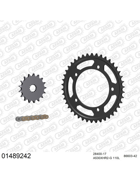 Kit chaine 530 AFAM - Couronne acier - Type de chaine au choix - SUZUKI GSX-R 1000 2001-2006