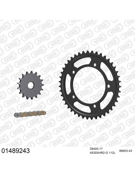 Kit chaine 530 AFAM - Couronne acier - Type de chaine au choix - SUZUKI 1000 GSXR 2007-2008