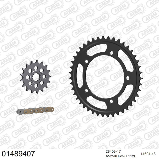 Kit chaine 525 AFAM - Couronne acier - Type de chaine au choix - SUZUKI 1000 GSXR 2007-2008