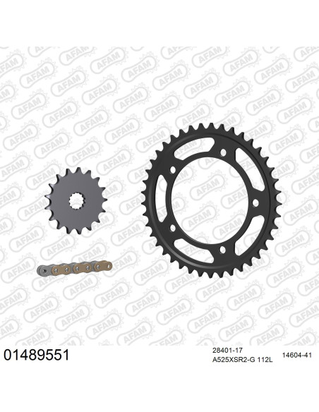 Kit chaine 525 AFAM - Couronne acier - Type de chaine au choix - SUZUKI DL 1000 V-STROM 2002-2011