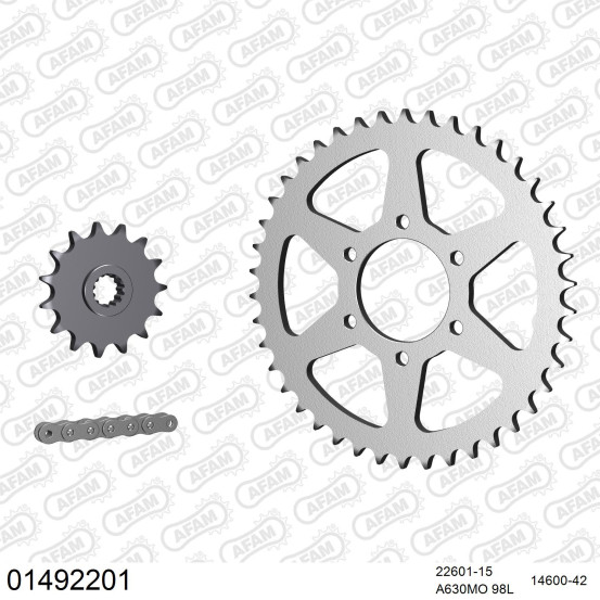 Kit chaine 630 AFAM - Couronne acier - Type de chaine au choix - SUZUKI GSX 1100 ED / ESD / EXD 1982-1983