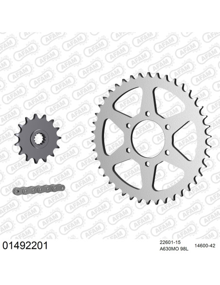 Kit chaine 630 AFAM - Couronne acier - Type de chaine au choix - SUZUKI GSX 1100 ED / ESD / EXD 1982-1983