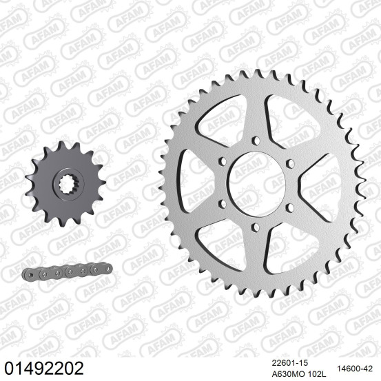 Kit chaine 630 AFAM - Couronne acier - Type de chaine au choix - SUZUKI GSX 1100 EFE / EFF / EG 1984-1985