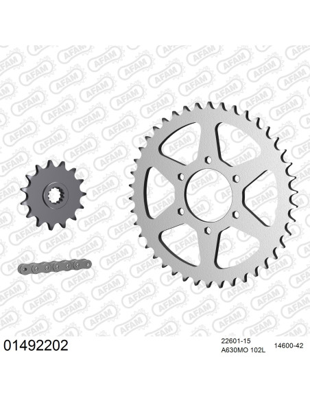 Kit chaine 630 AFAM - Couronne acier - Type de chaine au choix - SUZUKI GSX 1100 EFE / EFF / EG 1984-1985
