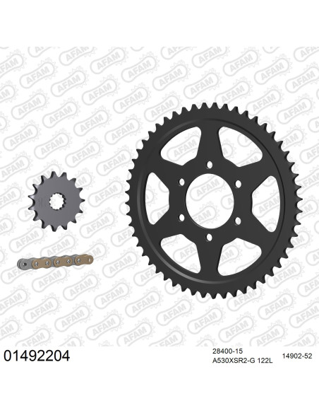 Kit chaine 530 AFAM - Couronne acier - Type de chaine au choix - SUZUKI GSX 1100 F 1989-1994