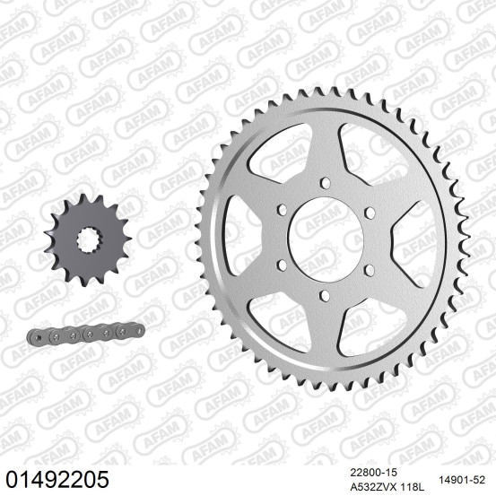 Kit chaine 532 AFAM - Couronne acier - Type de chaine au choix - SUZUKI GSX 1100 F 1987-1988