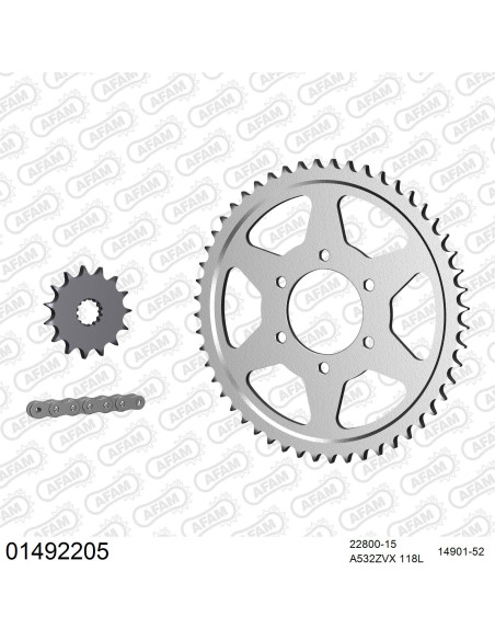 Kit chaine 532 AFAM - Couronne acier - Type de chaine au choix - SUZUKI GSX 1100 F 1987-1988