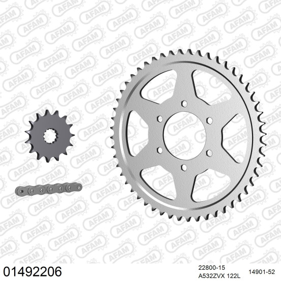 Kit chaine 532 AFAM - Couronne acier - Type de chaine au choix - SUZUKI GSX 1100 F 1989-1994