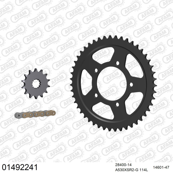 Kit chaine 530 AFAM - Couronne acier - Type de chaine au choix - SUZUKI GSX-R 1100 1986-1987