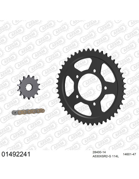 Kit chaine 530 AFAM - Couronne acier - Type de chaine au choix - SUZUKI GSX-R 1100 1986-1987