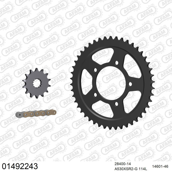 Kit chaine 530 AFAM - Couronne acier - Type de chaine au choix - SUZUKI GSX-R 1100 1988