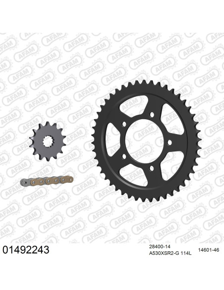 Kit chaine 530 AFAM - Couronne acier - Type de chaine au choix - SUZUKI GSX-R 1100 1988