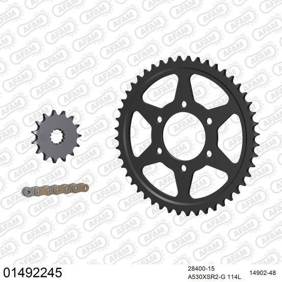 Kit chaine 530 AFAM - Couronne acier - Type de chaine au choix - SUZUKI GSX-R 1100 1989