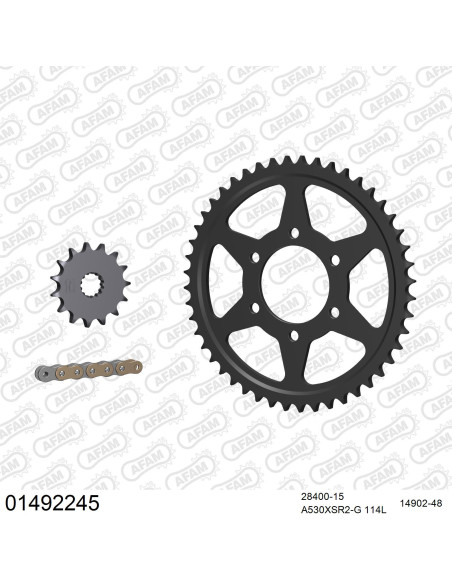 Kit chaine 530 AFAM - Couronne acier - Type de chaine au choix - SUZUKI GSX-R 1100 1989