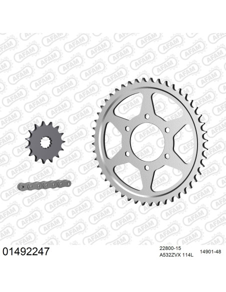 Kit chaine 532 AFAM - Couronne acier - Type de chaine au choix - SUZUKI GSX-R 1100 K 1989
