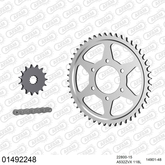 Kit chaine 532 AFAM - Couronne acier - Type de chaine au choix - SUZUKI GSX-R 1100 1990-1992