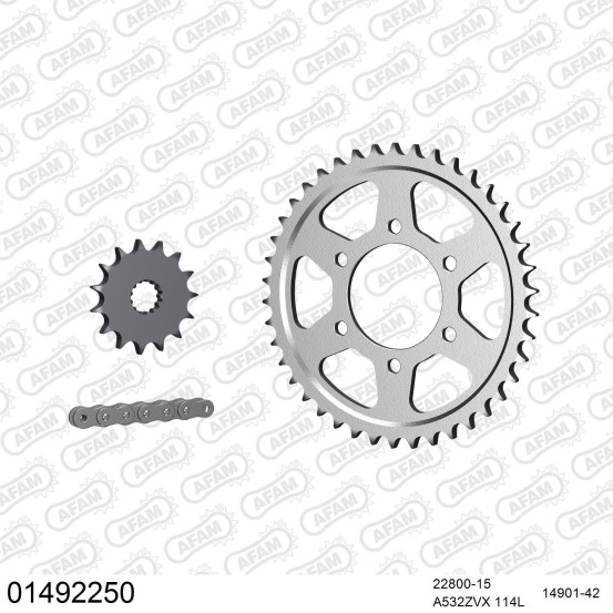 Kit chaine 532 AFAM - Couronne acier - Type de chaine au choix - SUZUKI GSX-R 1100 W R 1993-1994