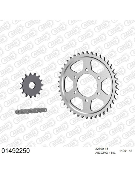 Kit chaine 532 AFAM - Couronne acier - Type de chaine au choix - SUZUKI GSX-R 1100 W R 1993-1994