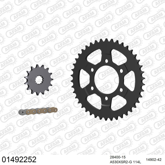 Kit chaine 530 AFAM - Couronne acier - Type de chaine au choix - SUZUKI GSXR 1100 W 1993-1994