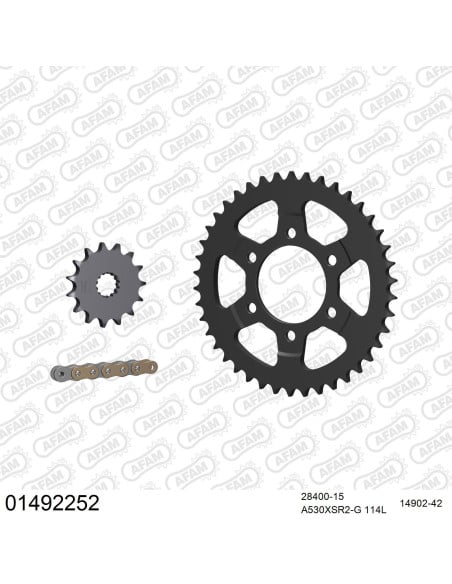 Kit chaine 530 AFAM - Couronne acier - Type de chaine au choix - SUZUKI GSXR 1100 W 1993-1994