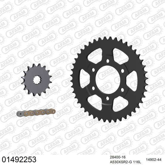 Kit chaine 530 AFAM - Couronne acier - Type de chaine au choix - SUZUKI GSXR 1100 W 1995-1998
