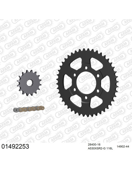 Kit chaine 530 AFAM - Couronne acier - Type de chaine au choix - SUZUKI GSXR 1100 W 1995-1998