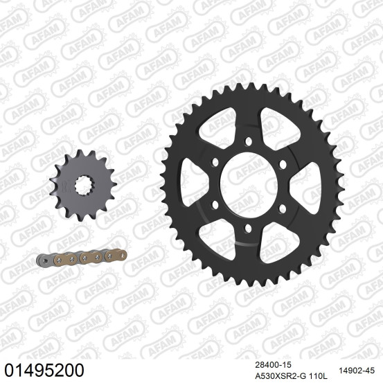 Kit chaine 530 AFAM - Couronne acier - Type de chaine au choix - SUZUKI GSF 1200 N BANDIT 1996-2005