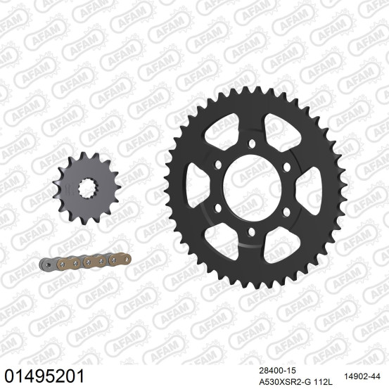 Kit chaine 530 AFAM - Couronne acier - Type de chaine au choix - SUZUKI GSX 1200 INAZUMA 1998-2000