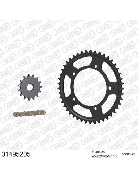Kit chaine 530 AFAM - Couronne acier - Type de chaine au choix - SUZUKI GSF 1200 S 2006