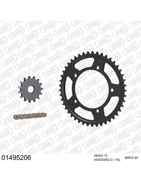 Kit chaine 530 AFAM - Couronne acier - Type de chaine au choix - SUZUKI GSF 1200 SA 2006