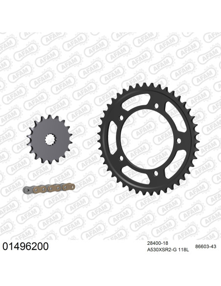 Kit chaine 530 AFAM - Couronne acier - Type de chaine au choix - SUZUKI GSF 1250 N BANDIT 2007-2012