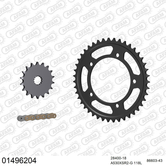Kit chaine 530 AFAM - Couronne acier - Type de chaine au choix - SUZUKI GSX 1250 F ABS 2010-2016
