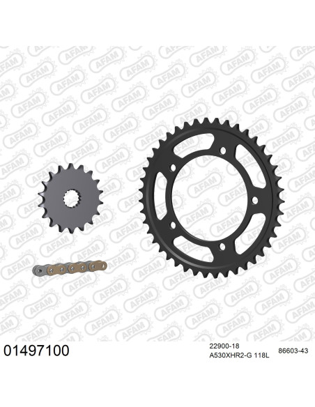 Kit chaine 530 AFAM - Couronne acier - Type de chaine au choix - SUZUKI B-KING 1340 2008-2012