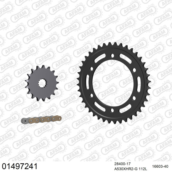 Kit chaine 530 AFAM - Couronne acier - Type de chaine au choix - SUZUKI GSX 1300 R HAYABUSA 1999-2007