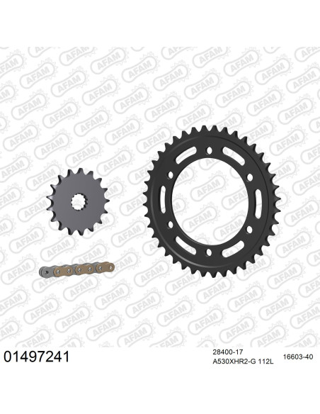 Kit chaine 530 AFAM - Couronne acier - Type de chaine au choix - SUZUKI GSX 1300 R HAYABUSA 1999-2007