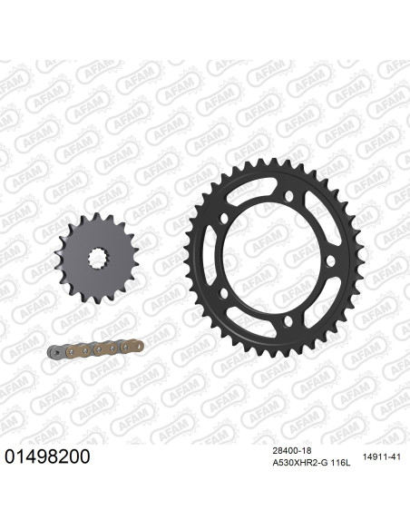 Kit chaine 530 AFAM - Couronne acier - Type de chaine au choix - SUZUKI GSX 1400 2001-2007