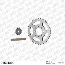 Kit chaine 420 AFAM - Couronne acier - Type de chaine au choix - SUZUKI RM 50 1978-1982