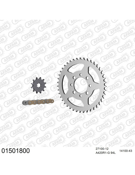 Kit chaine 420 AFAM - Couronne acier - Type de chaine au choix - SUZUKI RM 50 1978-1982