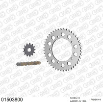 Kit chaine 420 AFAM - Couronne alu anti-boue - Type de chaine au choix - SUZUKI RM 60 2003-2004