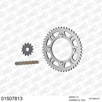 Kit chaine 428 AFAM - Couronne alu anti-boue - Type de chaine au choix - SUZUKI RM 85 grandes roues 2002-2023