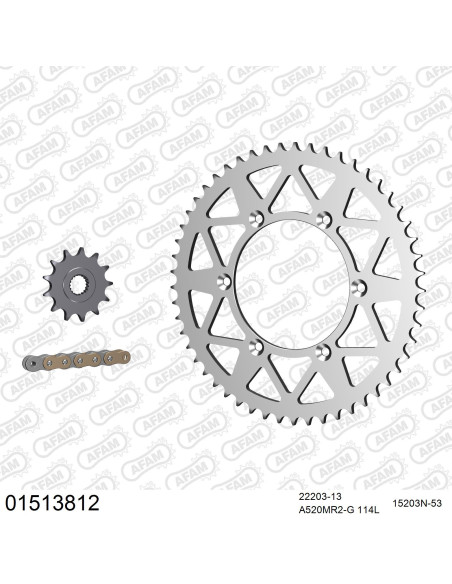 Kit chaine 520 AFAM - Couronne alu anti-boue - Type de chaine au choix - SUZUKI RM 125 H 1987