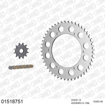 Kit chaine 520 AFAM - Couronne alu anti-boue - Type de chaine au choix - SUZUKI PE 175 1980-1982