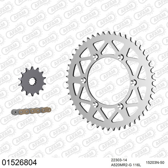 Kit chaine 520 AFAM - Couronne alu anti-boue - Type de chaine au choix - SUZUKI RM 250 D 1983