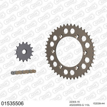 Kit chaine 520 AFAM - Couronne alu anti-boue - Type de chaine au choix - SUZUKI DR 350 SE 1994-1999