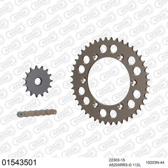 Kit chaine 520 AFAM - Couronne alu anti-boue - Type de chaine au choix - SUZUKI DR-Z 400 S 2000-2014