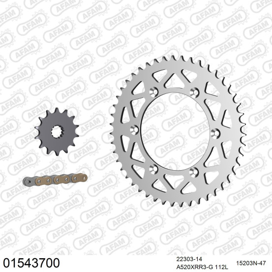 Kit chaine 520 AFAM - Couronne alu anti-boue - Type de chaine au choix - SUZUKI DR-Z 400 E 2000-2007