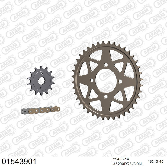 Kit chaine 520 AFAM - Couronne alu anti-boue - Type de chaine au choix - SUZUKI LT 400 Z US 2002-2008