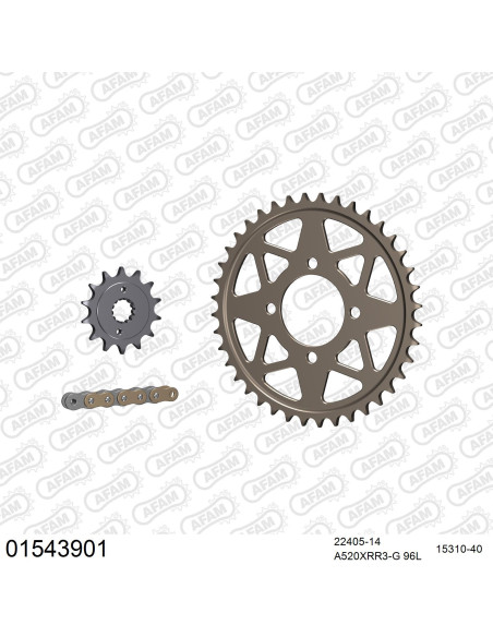 Kit chaine 520 AFAM - Couronne alu anti-boue - Type de chaine au choix - SUZUKI LT 400 Z US 2002-2008